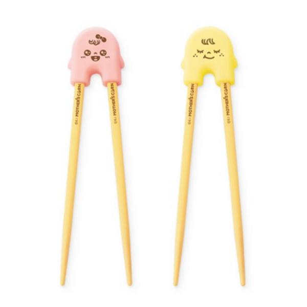 Mother's Corn Rice2CU Baby Chopsticks 2-piece Set, Pink Yellow, 1 Set