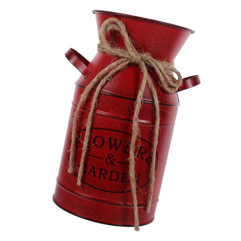 Shabby Chic Metal Flower Vases Farmhouse Decors Antique Milk Can Jugs Pitcher Storage Container For Bathroom Kitchen