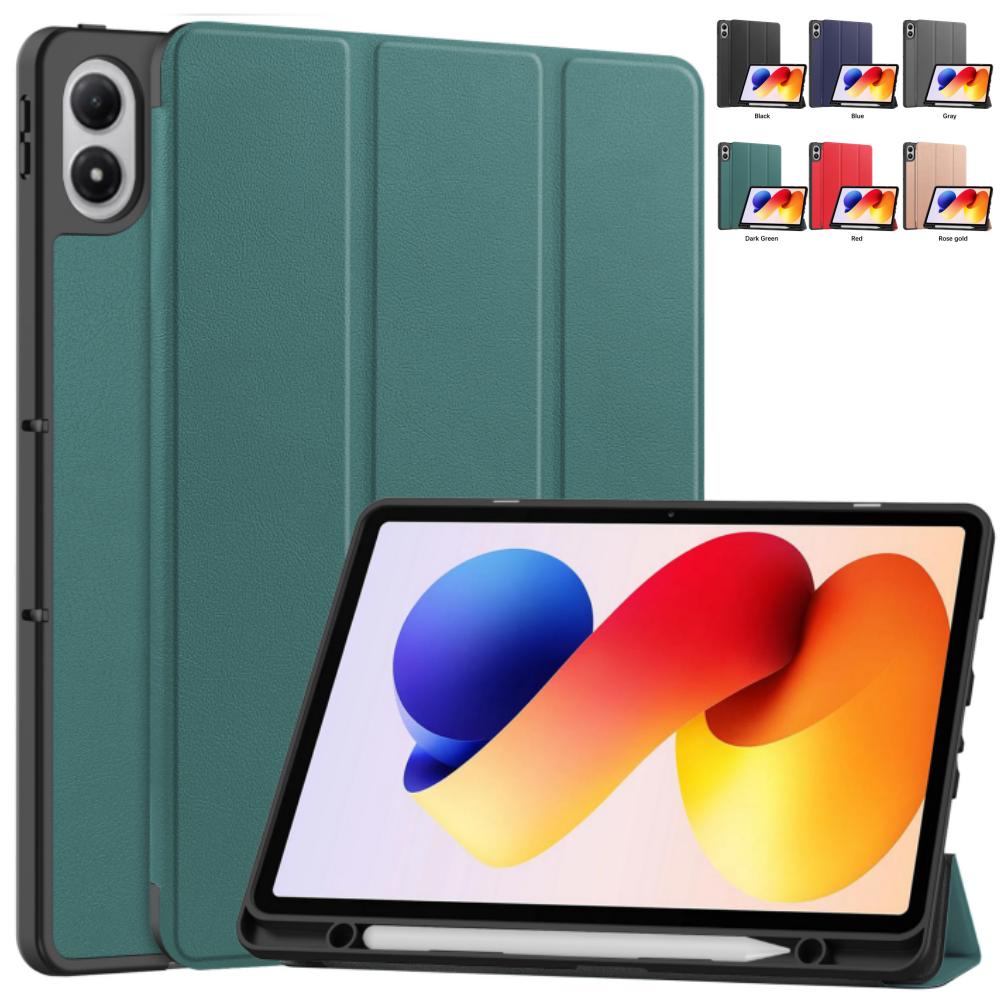 Чехол для Redmi Pad 2 Pro 12,1 дюйма, ТПУ Кожаный, Тройной Складной, Магнитная Крышка для Redmi Pad 2Pro 12,1" со Слотом для Стилуса