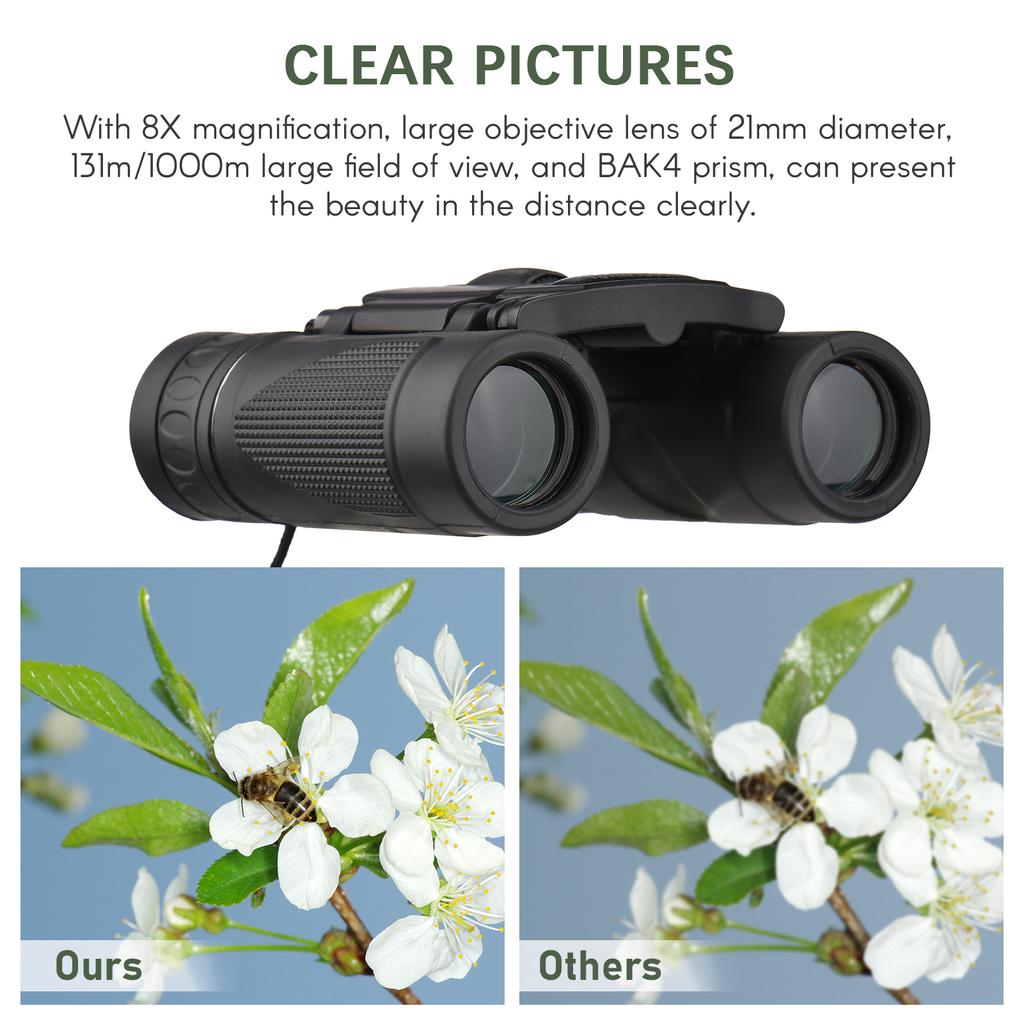 Lightweight Mini Binoculars Foldable Pocket Binoculars for Adults Kids Bird Opera Watching