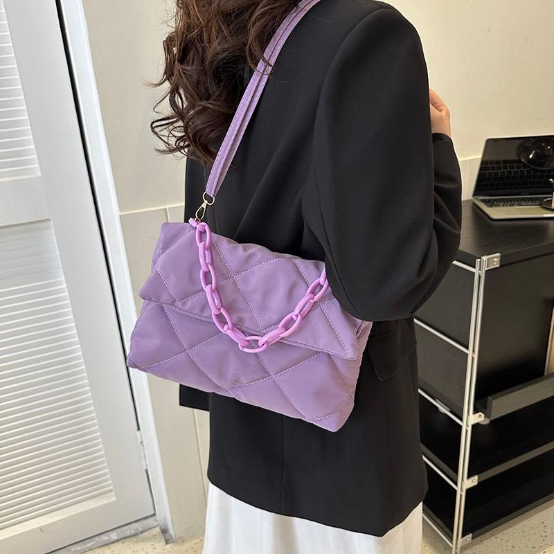 Yogodlns Квадратные сумки через плечо большой вместимости, повседневные женские сумки с цепочкой, модные стеганые универсальные зимние простые сумки для покупок для девочек