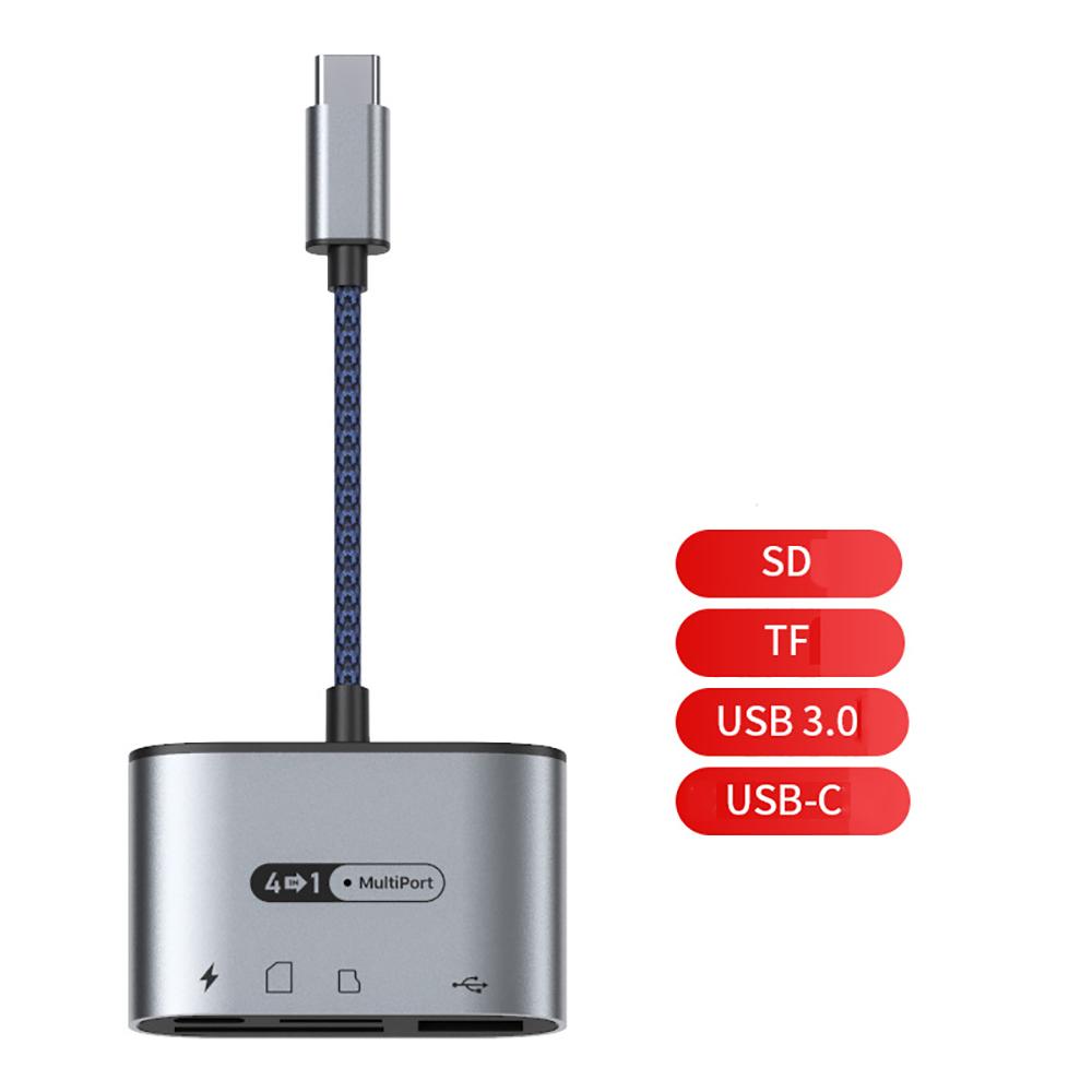 Устройство чтения карт 4-в-1 типа C для передачи данных SD и TF USB 3.0 USB-C Быстрая зарядка