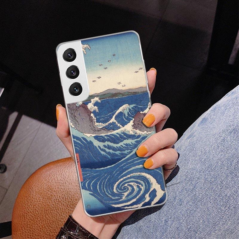 Японский паб Волна Аниме Прибыл Чехол для телефона Samsung Galaxy S26 S25 Edge S23 S24 Ultra S22 Plus S21 S20 FE Уникальная крышка Мягкий C
