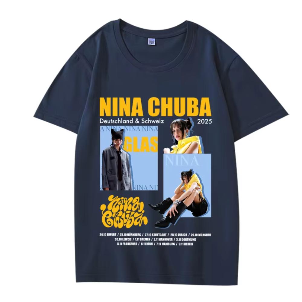 Винтажные мужские и женские футболки с графикой Singer Nina Chuba 2025 Новые, оверсайз, хлопковые, с коротким рукавом, летние, с забавными принтами, унисекс