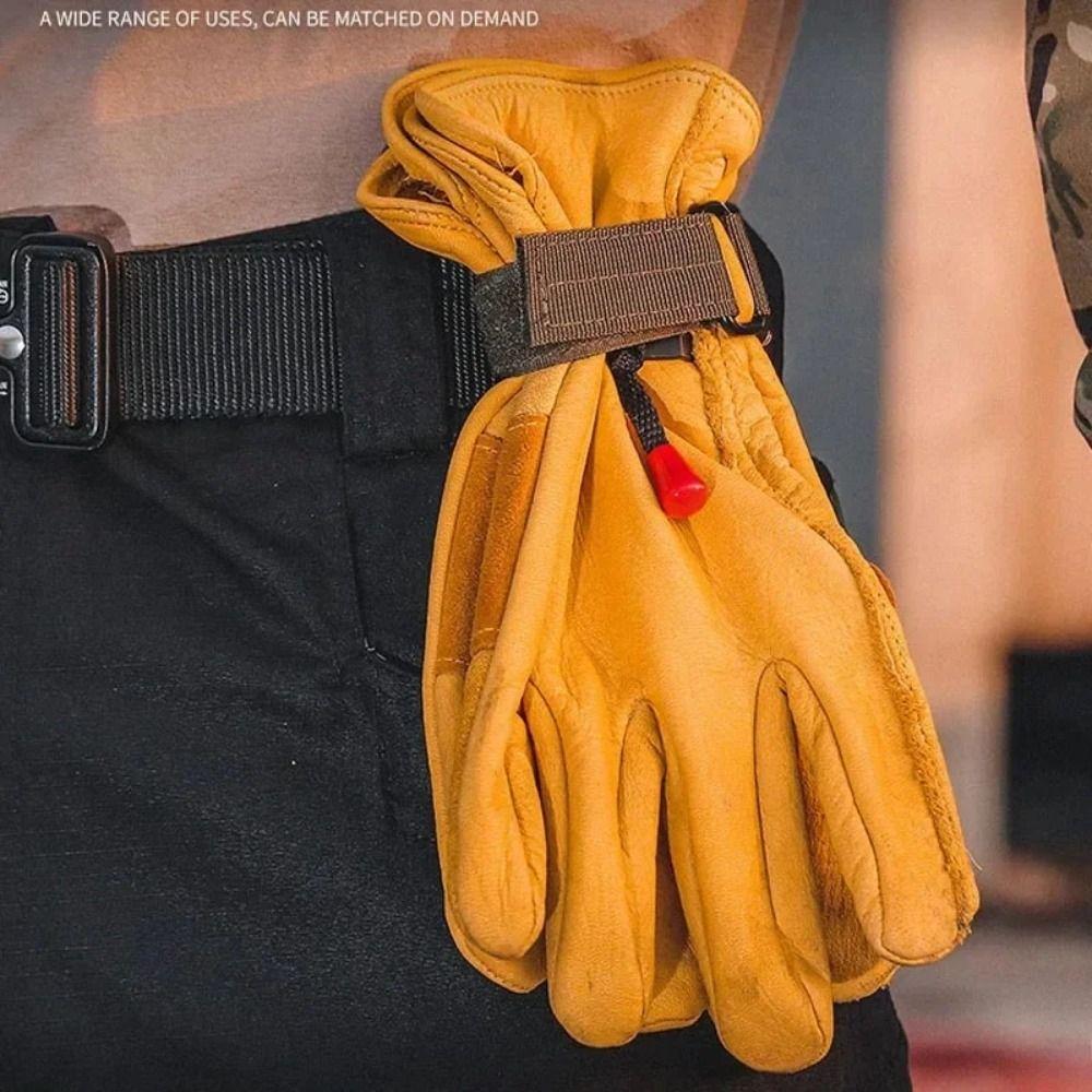 Triangle Quick Release Gloves Hook Adjustable Webbing Gloves Hook Camping Carabiner Glove Storage