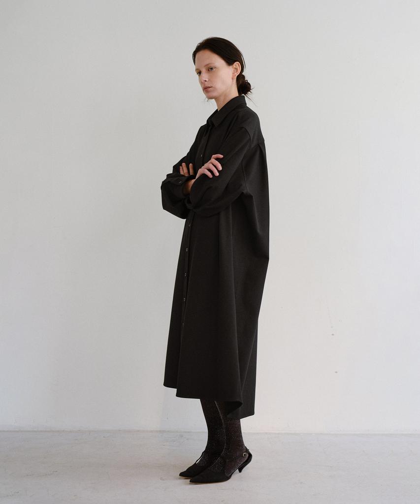 Bopeu Renaire Scarf Shirt Dress (Black Solid)