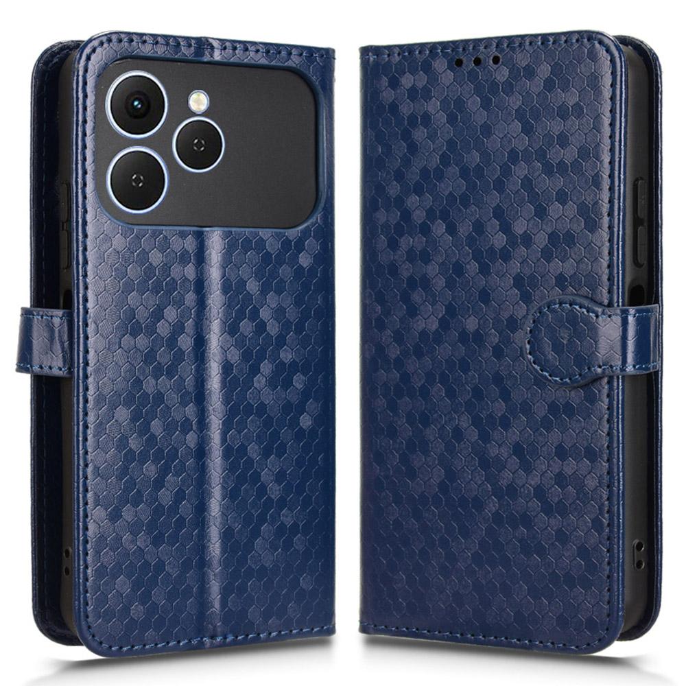 For TECNO Spark 40 4G Wallet Case Dot Pattern Imprint PU Leather Phone Cover with Wrist Strap