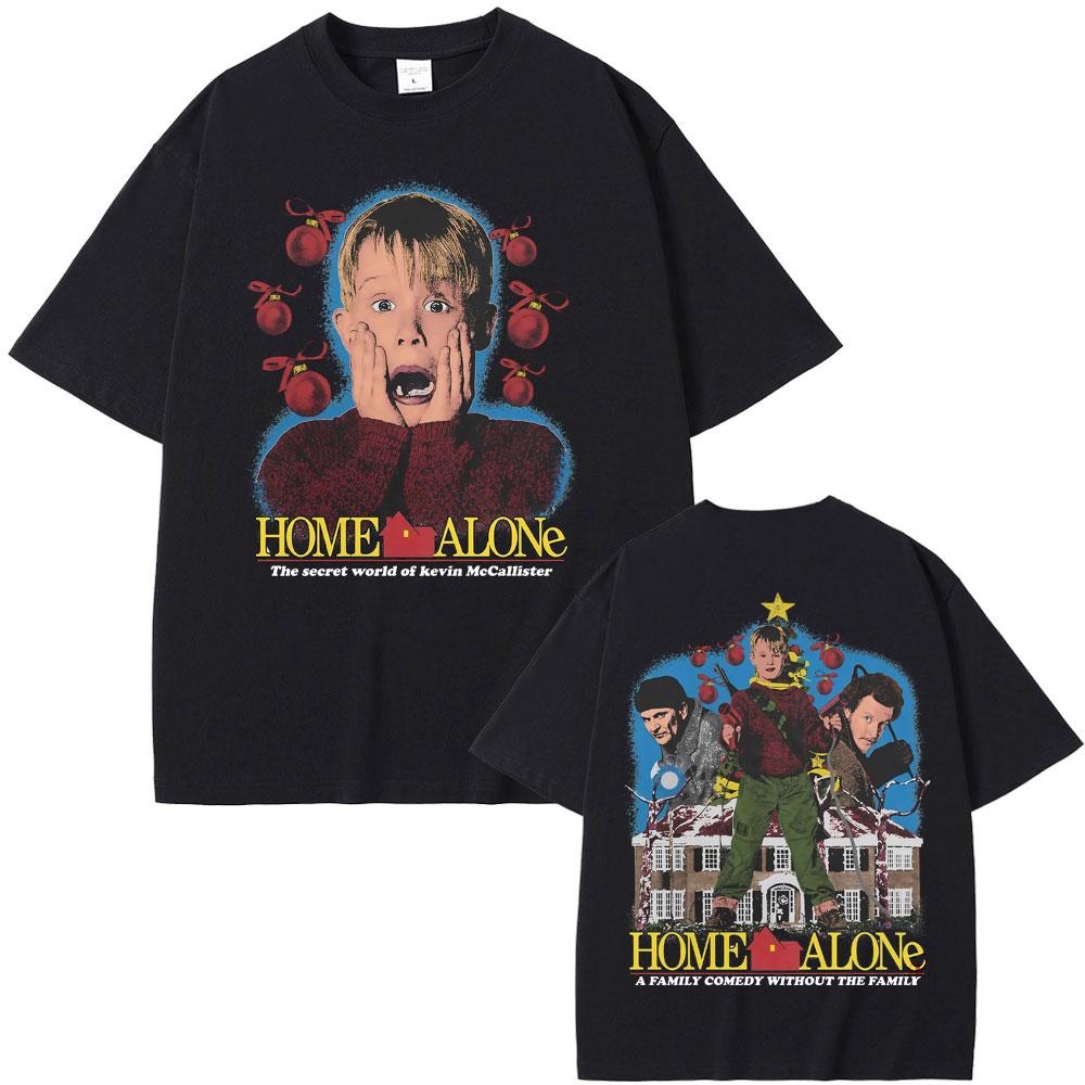 Movie Home Alone The Secret World of Kevin McCallister T-shirt Men Women Casual Cotton Vintage T Shirts Men's Oversized T-shirts