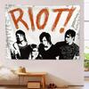 Paramore Riot Minimalist Tapestry  Black  White Band Members Horizontal Wall Art for Office Study  Bedroom