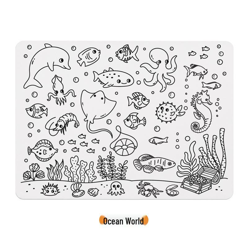 Kids' Washable Silicone Doodle & Coloring Mat for Dining Tables