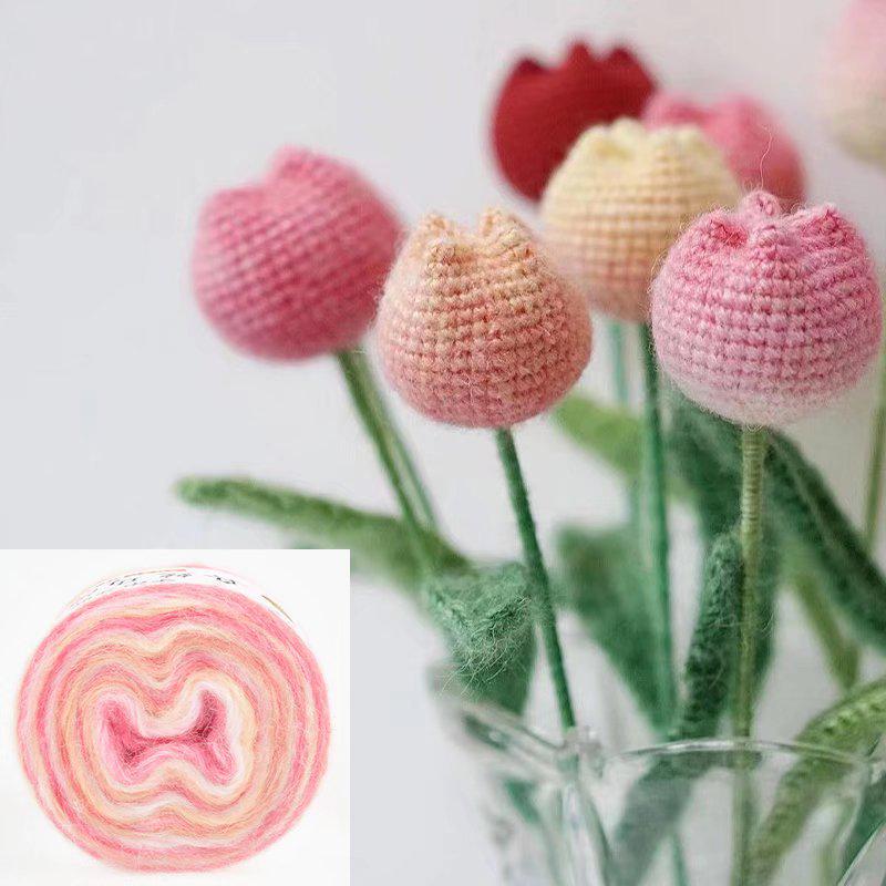 Пряжа из мохера ручной окраски с градиентным радужным переходом - Пушистая, мягкая и идеально подходит для вязания и DIY-проектов.