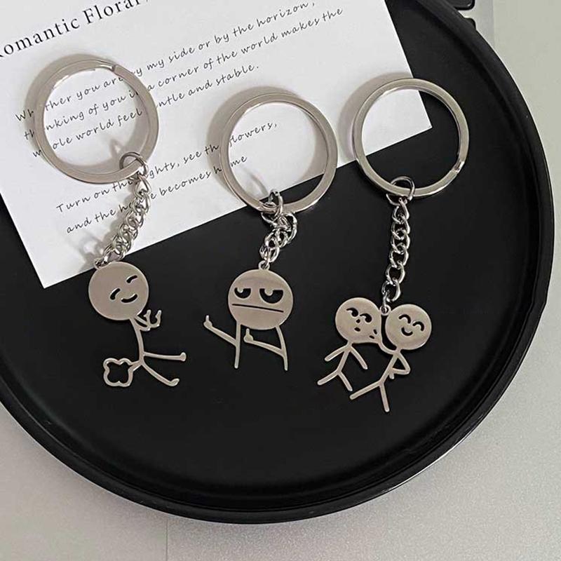 Забавный брелок для ключей Stickman для пары, симпатичная личность, забавная школьная сумка для школьников, кулон для подруги, подарок на день рождения