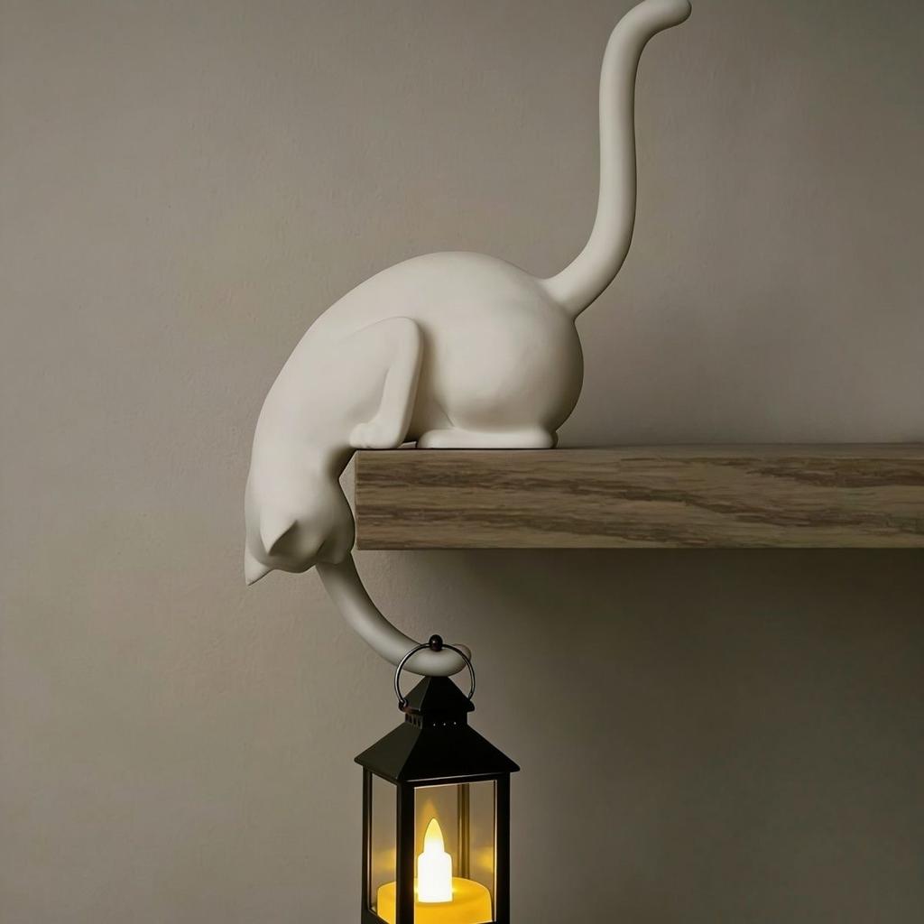 Cute Cat Shaped Wall Hook, Inverted Hanging Cat Towel Hook, Decorative Storage Hook for Keys Towels, Home Bathroom Desk Bedroom Decor Ornament