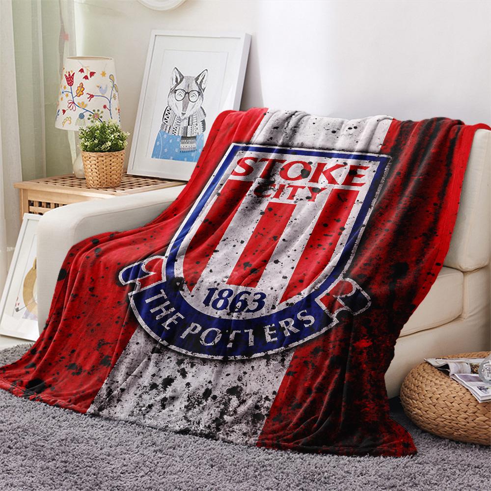 Stoke City Football Club Print Flannel Blanket, High quality Comfortable for All Seasons, Home Decor, Warmth and Comfort