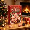 Christmas Home Decor Piggy Family Advent Calendar, 2D Flat Acrylic 24 Days Hanging Surprise Gift Box Ornaments, Decorative Countdown for Holiday Party