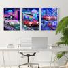 Современная живопись на холсте Искусство уличные гонки Токио Nissan GTR Synthwave Neon 80S Постер Украшение стены Искусство Гостиная Домашний декор
