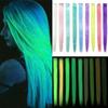Радужные светящиеся накладные волосы заколки для волос цветные синтетические волосы для женщин и детей