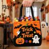 Держатель для конфет Trick Or Treat на Хэллоуин или Сумка, Фетровая Сумка для Сладостей с Нашитыми Тыквами и Привидениями, Большая Сумка-тоут для Детей, Сувенир для Вечеринки, Жуткая