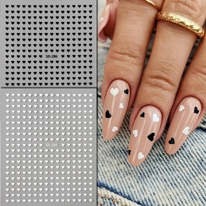 6Pcs Mini Heart Nail Stickers Laser-Cut Love-Themed DIY Nail Patch Decoration, Romantic Nail Art|Romantic Nail Design Stickers