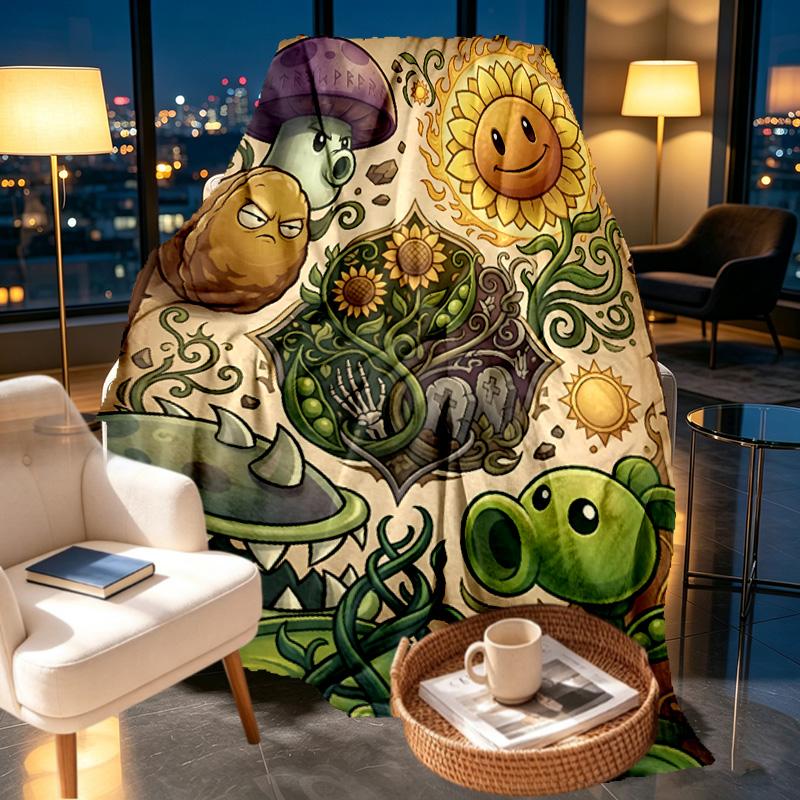 Plants vs. Zombies Print Blanket - Soft & Comfortable, for Bedroom, Travel, Sofa, Home Decoration - Birthday Christmas Gift for Friend