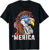 Мэрика США Американский флаг Патриотический 4 июля Белоголовый орлан Футболка