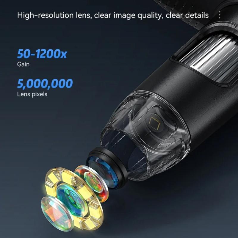 7-дюймовый ЖК-микроскоп для монет 50X-1200X Увеличительное стекло 5MP HD Цифровой микроскоп 8 светодиодных ламп Ремонт электроники Пайка Устройство для просмотра на ПК