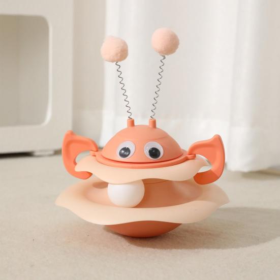 Cat Ball Track Toy Interactive Bee Shaped Cat Tower with Roller Ball Turntable Tumbler Cat Toy with Spring Pompom Ball for Indoor Cats