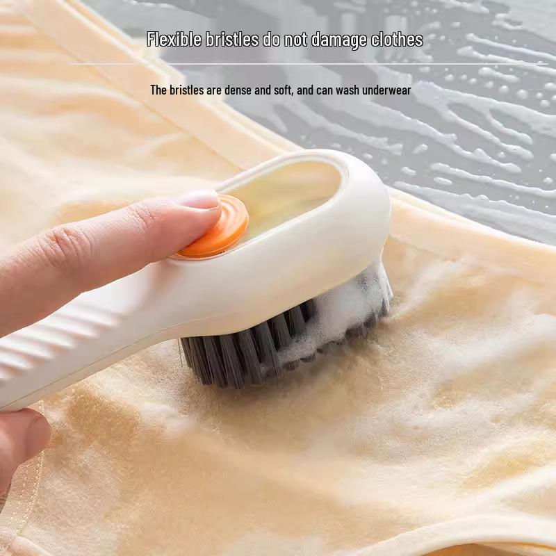 Versatile Shoe Cleaning Brush with Soft Bristles and Press-Type Liquid Dispenser - Gentle on Shoes