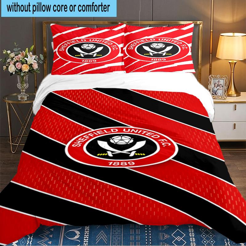 3PCS Global Football Club Sheff Bedding set,Ideal for1pc Duvet Cover And 2pcs Pillowcases Perfect for Christmas gift,Ideal for Bedroom, Dormitory