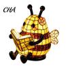 Small Ambient Table Light Cute Bee Reading for Kids, 3D Animal Night Lamp with Cottage Style Home Decor Warm Glow, Adorable Bedside Nursery