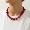 Love Heart Women Clavicle Chain Choker Sweater Chain Retro Acrylic Necklace  Vacation