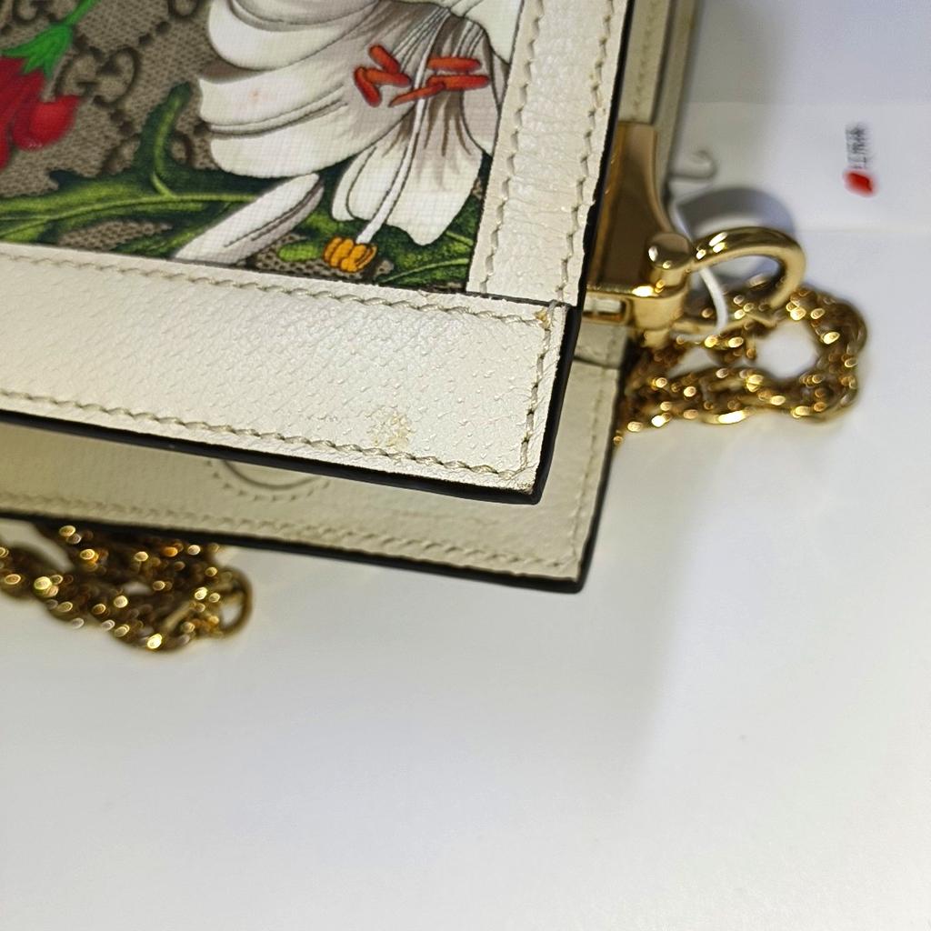 [Pre-Owned] Ophidia Floral Print Logo Stripe Web Chain Shoulder Bag Small - Good #THEGR5