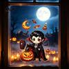 Decorative Vampire Clings Halloween Static Window Clings, Pumpkin Ghost Mummy Cartoon Decals, Spooky Glass Adhesives Self-Adhesive for Door