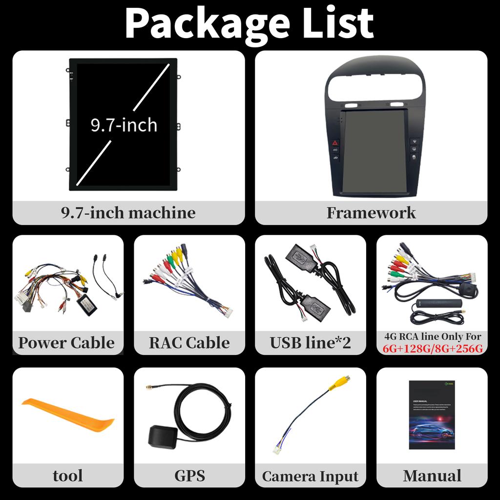 9,7-дюймовый автомобильный радиоприемник с мультимедиа Carplay Video GPS для Dodge Journey Fiat Freemont 2012-2014 Android 14 стерео навигационный плеер экран