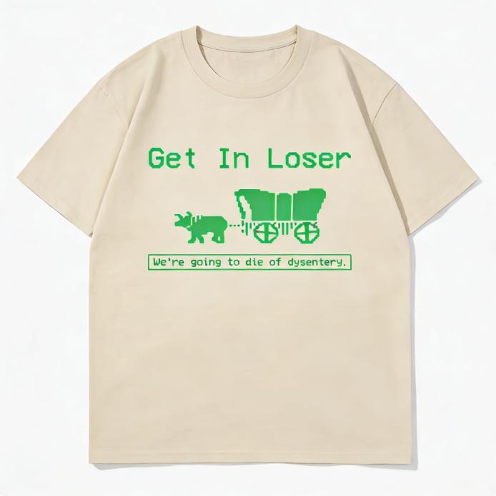 Весна и Лето Новая Мужская Женская Хлопковая Футболка с Принтом 'Get in Loss Fun' Модная Повседневная Футболка с Коротким Рукавом и Круглым Вырезом