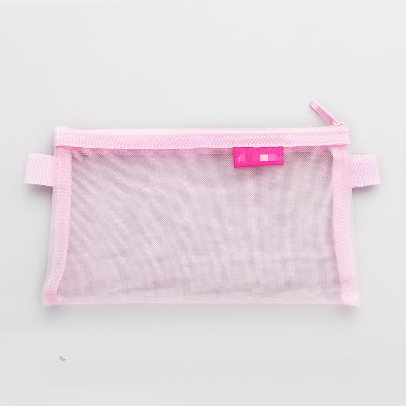 Simple Transparent Mesh Portable Large-capacity Stationery Storage Bag Cosmetic Bag