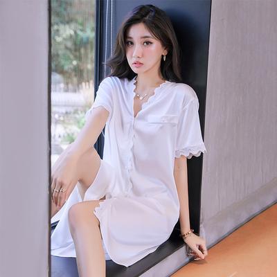 Модная высококлассная рубашка с волничным кружевом и короткими рукавами, летняя ночная сорочка, женская одежда для дома в милом стиле, можно носить на улице