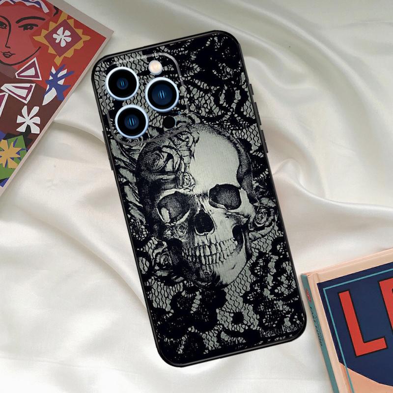 Готический чехол-череп для iPhone 16 14 13 12 11 15 17 Pro Max 15 16 Plus 13 Mini 16e 17 Air Funda Cover