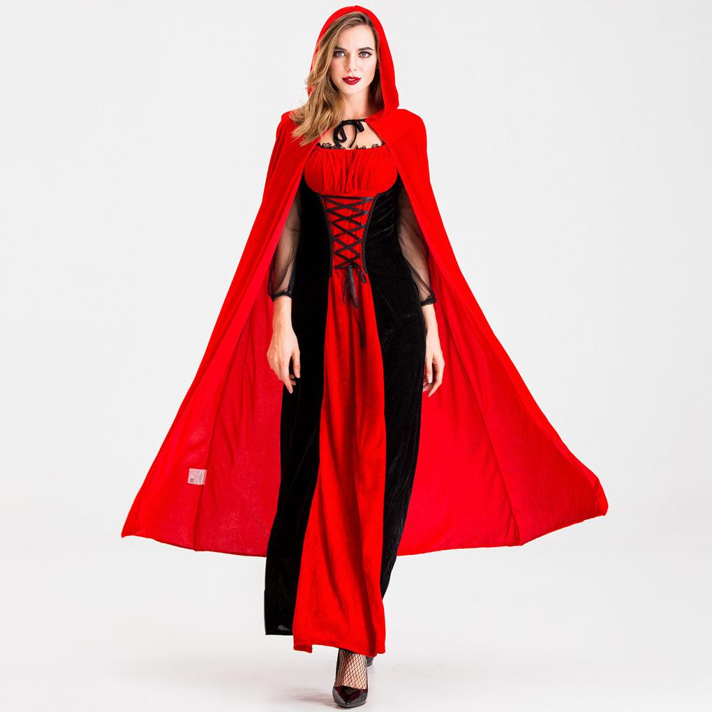 Хэллоуинская одежда кос бабушка волк вампир костюм красной шапочки, костюм плаща королевы замка