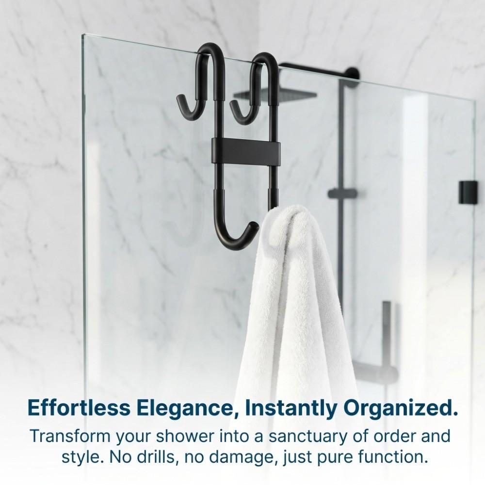 5Pcs Heavy-Duty Shower Door Hook Strong Hold Hanging Hook Door Accessory Storage Hanger Door