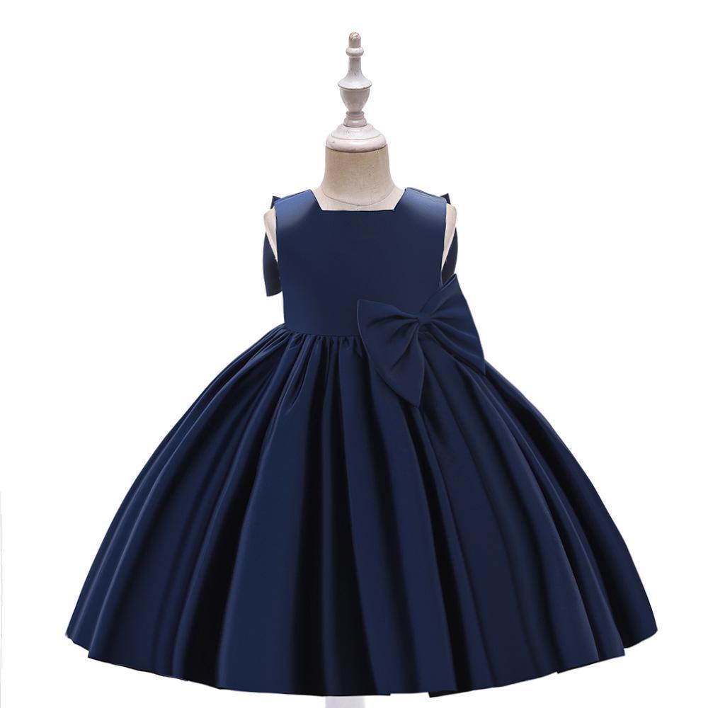 Атласное платье для девочек в корейском стиле с большим бантом — идеально для выступлений и Дня защиты детей