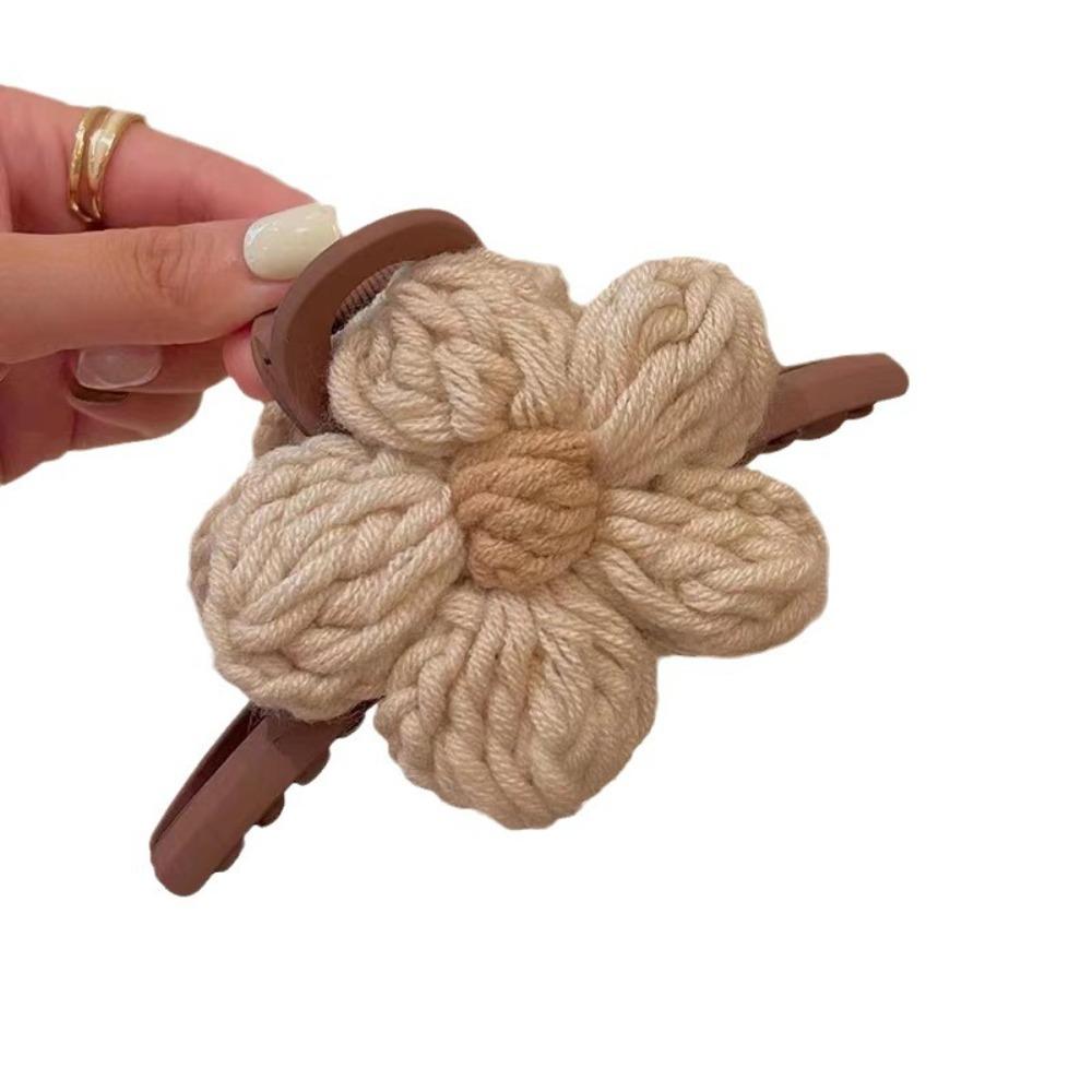 Woolen Women Headwear Weave Ponytail Hairpin New Flowers Shark Hair Clip Women