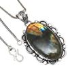 Pendant Shiney Labradorite Gemstone Valentine'Day Gifted Silver Jewelry 2"