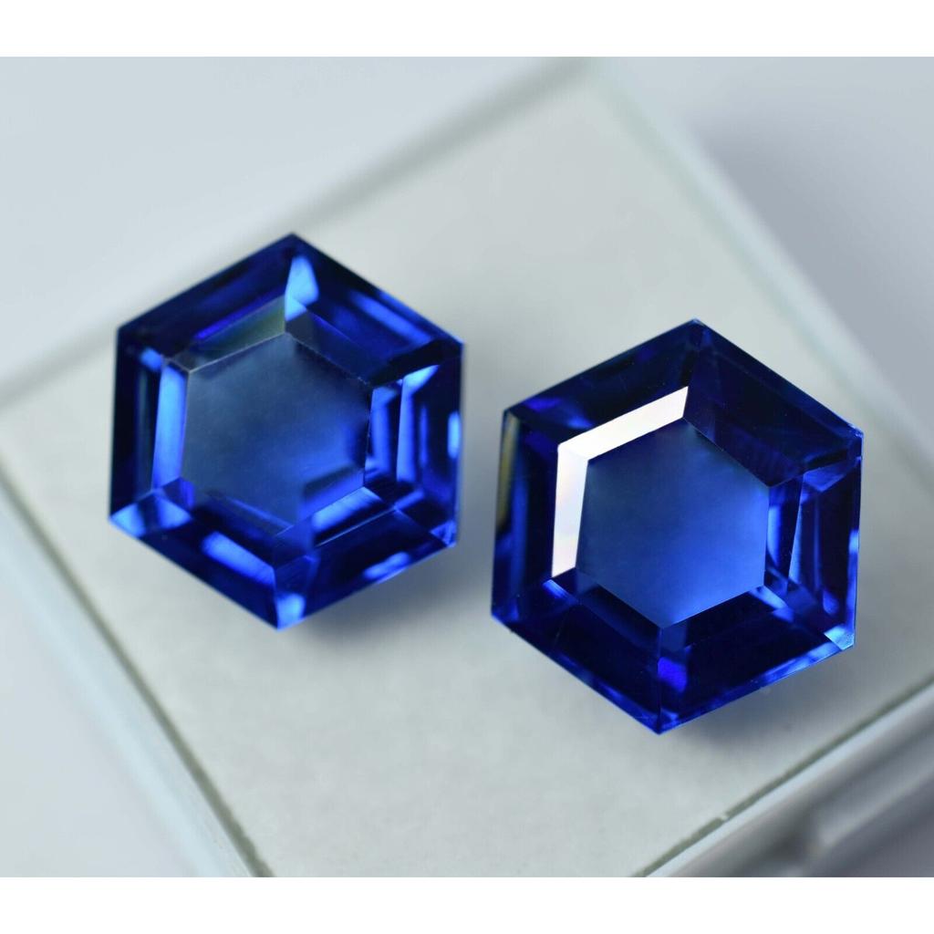 Natural Blue Tanzanite Loose Gemstone 18.10 ct Fancy Shape Pair for Jewelry Making and Crafts