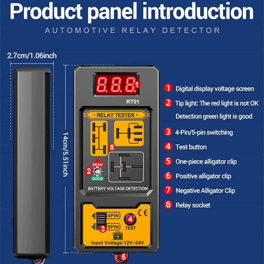 Универсальный Детектор Реле Светодиодный Индикатор 11-25В Тестер Реле Автомобиля Проверка Батареи 4/5-контактный Разъем Диагностический Инструмент