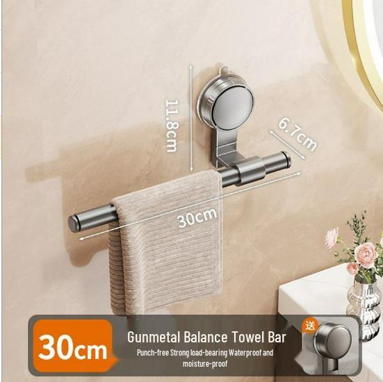 No-Drill Bathroom Towel Rack with Suction Cup - Towel Bar & Storage Shelf