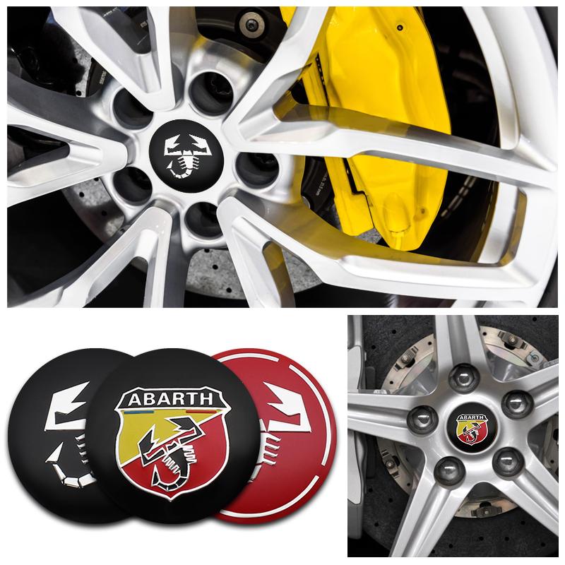 4pcs 56mm Wheel Center Hub Cap Emblem Badge Stickers Car Stying for Abarth 124 500 Grande Punto Spider 500C 595C 695C Evo