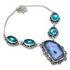 Natural Blue Druzy Slice, Topaz 925 Sterling Silver Jewelry Necklace 18" J5q74