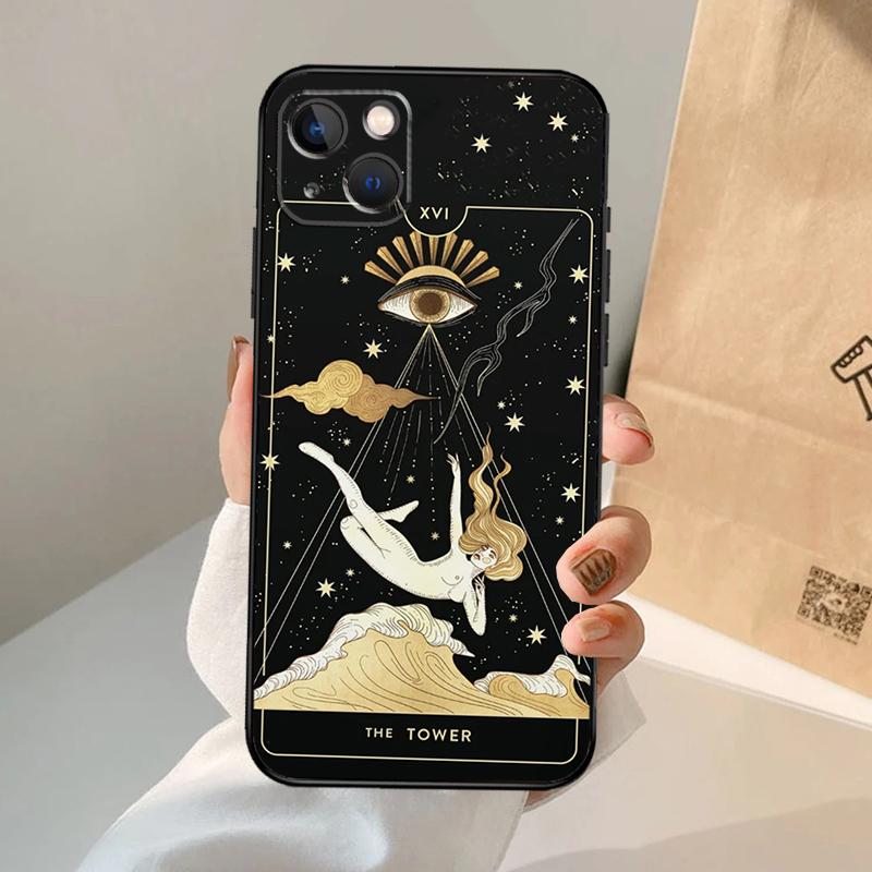 Чехол-кошелек со знаком зодиака и картами Таро для iPhone 16 15 14 13 12 11 Pro Max XS XR X Plus 12 13 Mini с бампером, задняя крышка