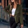 Autumn Fashion Women New Jackets Casual Imitation Deerskin Short Coat Big Lapel Elegant Long Sleeve Zipper Solid Color Clothes 1572